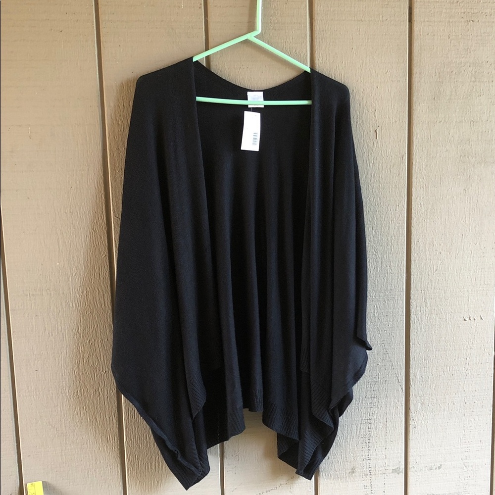 Sears Black Open-Front Draped Cardigan Shrug